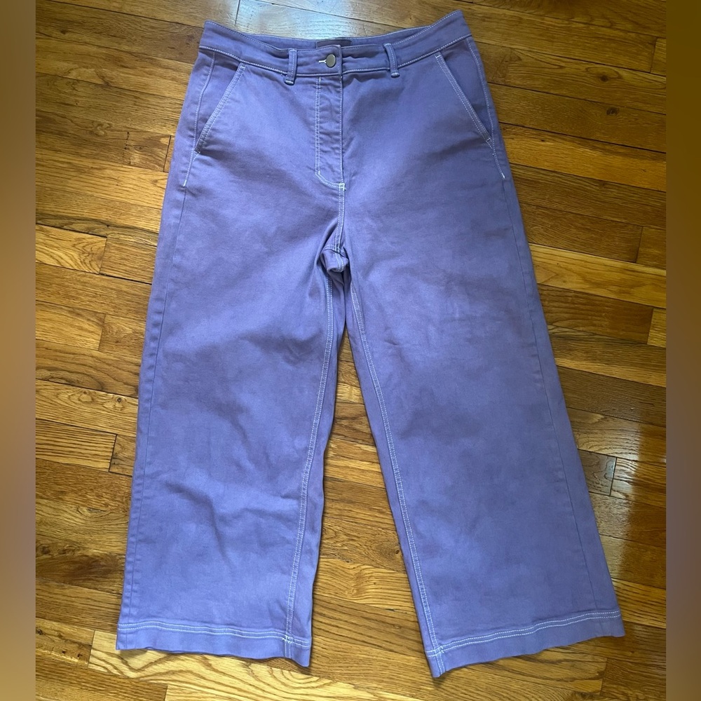everlane wide leg crop purple size 12